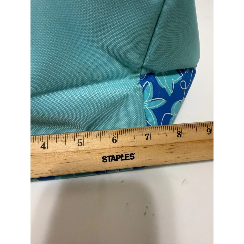 Fridge Pak Really Cool Blue Teal Floral Insulated Lunch Tote Bag Zippered Canvas